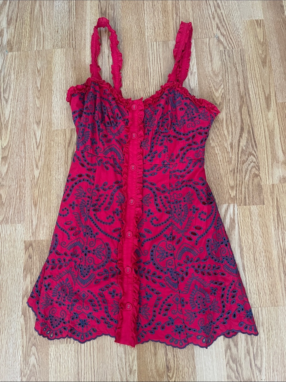Forever 21 Red Paisley-Print Button Front Chemise